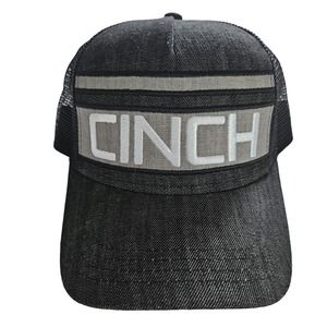 Cinch Mens Black Trucker Hat with Snap closure.